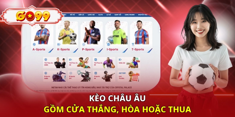 Kèo châu Âu gồm cửa thắng, hòa hoặc thua